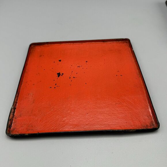 Antique Victorian Hand Painted Lacquered Papier Mache Square Box with Pansies - Picture 5 of 16